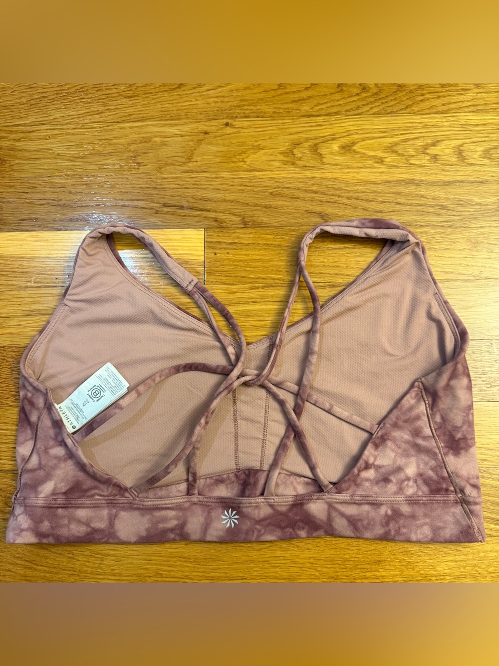 Athleta Solace Printed Sports Bra D-DD+ Pink Mauve Tie Dye Pattern - Size XL - Picture 4 of 5